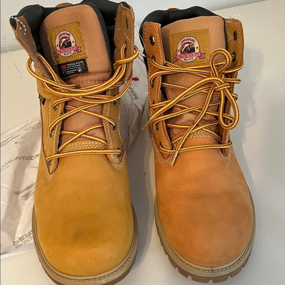 BRAHMA BOOTS MENS WATERPROOF LEATHER UPPER LIKE NEW BROWN SIZE 13